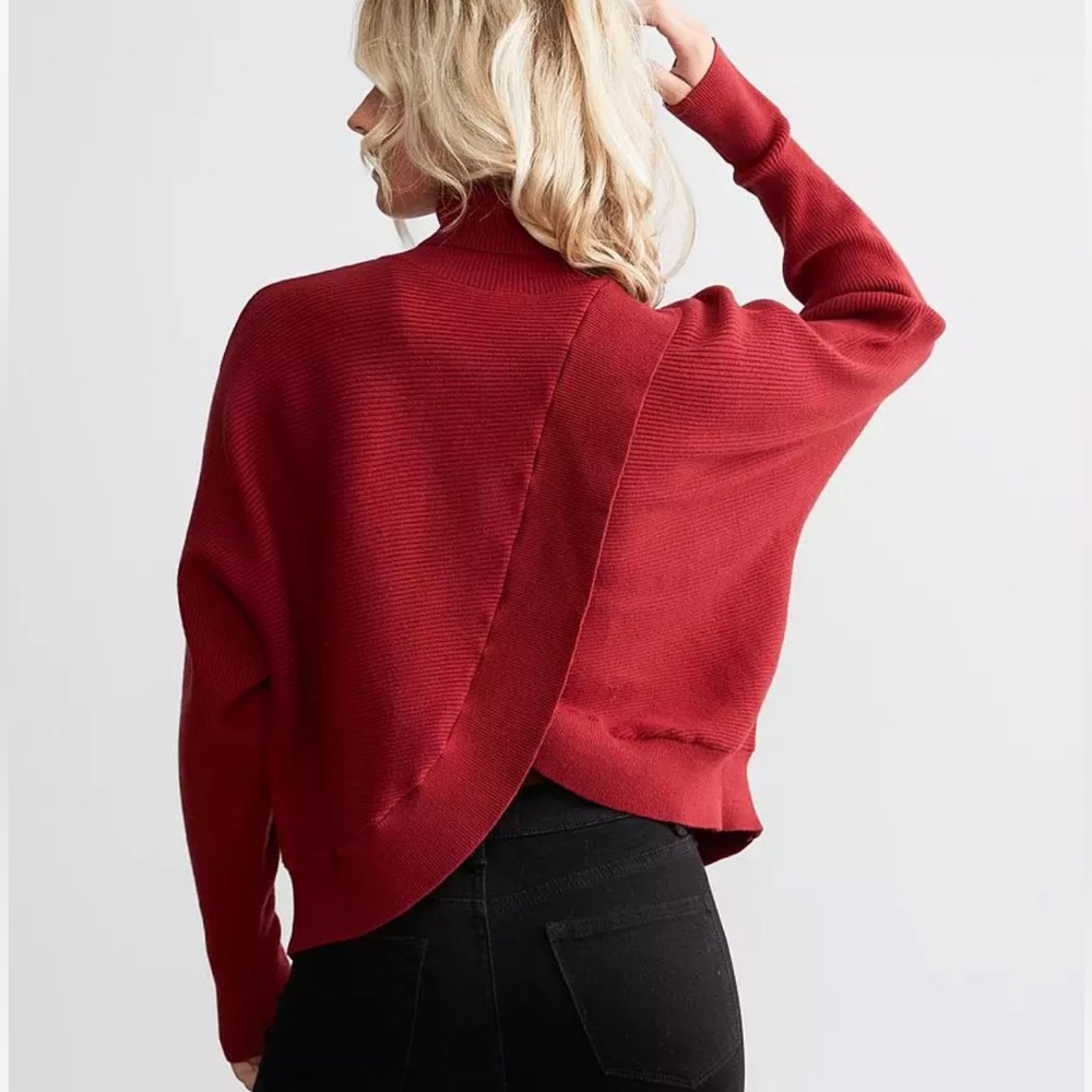 Red by BKE Turtleneck Sweater in Cabernet - Picture 4 of 7